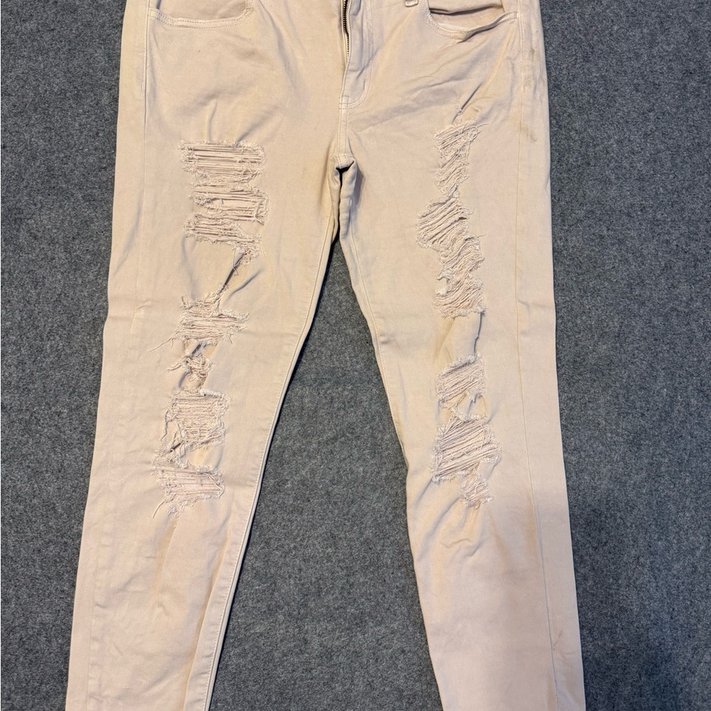 American Eagle Stretch Jegging Distressed Pale Pink Jean Legging Size 12 jean
